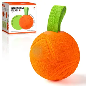 Dog Ball Toys with Rope, Interactive Motion Activated 3 Mode Automatic Bouncing Ball Toys Durable E-TPU Material for Medium/Large Dogs, USB Rechargeable 3.2 Inches