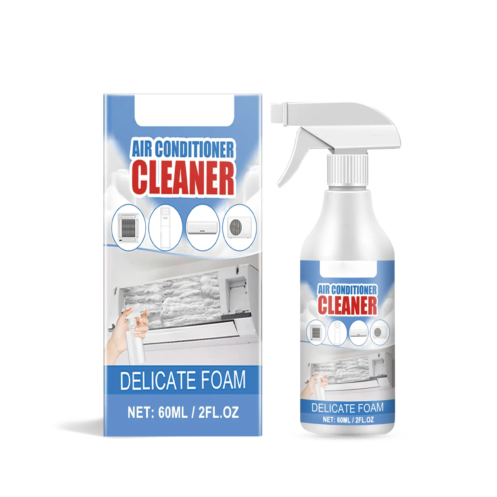 No Disassembly No Rinse Air Conditioner Foam Cleaner, Scale & Odor Remover Spray for Household Wall Mount AC Unit, Easy DIY Air Conditioner Maintenance Household Appliance Cleaning Supplies