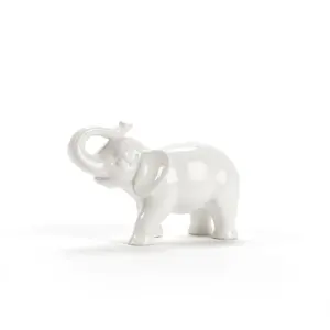 Abbott Collection  6 in. Ceramic Elephant Statue, White - Small