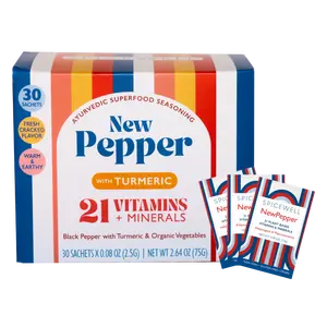 New Pepper 30 On-the-Go Individual Servings Ground Black Perppercorns, Turmeric, Nutrients from Organic products