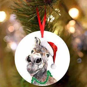 Ceramic Christmas Decoration - Donkey, Circle/Star/Heart/Oval Shape