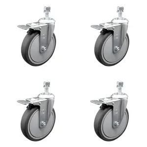 Service Caster SCC-TSTTL20S614-TPRB-M1015-4 Thermoplastic Rubber Swivel Threaded Stem Caster with 6 x 1.25 in. Gray Wheels & 10 mm Stems - 1200 lbs Total Capacity - Set of 4