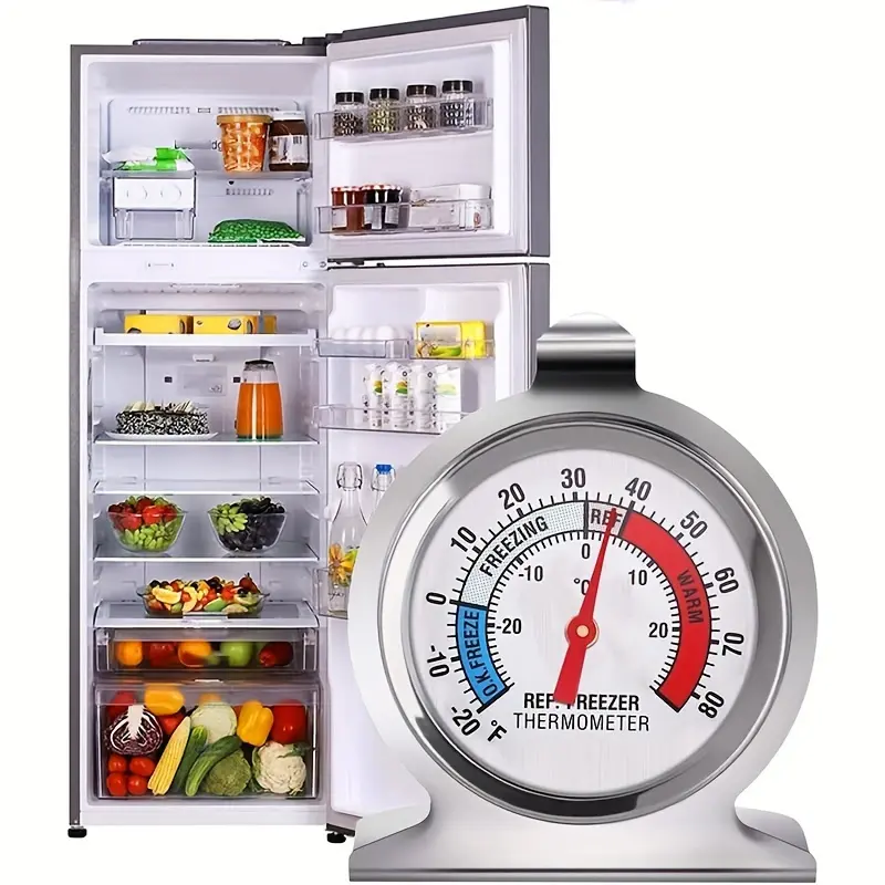 1PC Refrigerator Thermometer, Large Dial Freezer Thermometer, Classic Design Fridge and Freezer Temperature Gauge, Essential Kitchen Supplies.