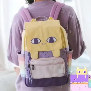 Anime OMORI Cartoon Yellow Cat Backpack Cute Lightweight Student Schoolbag Travel Large Capacity Shoulders Bag