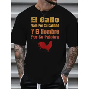Casual Men's T-Shirt with Red Rooster Graphic – An Ideal Gift for Father's Day