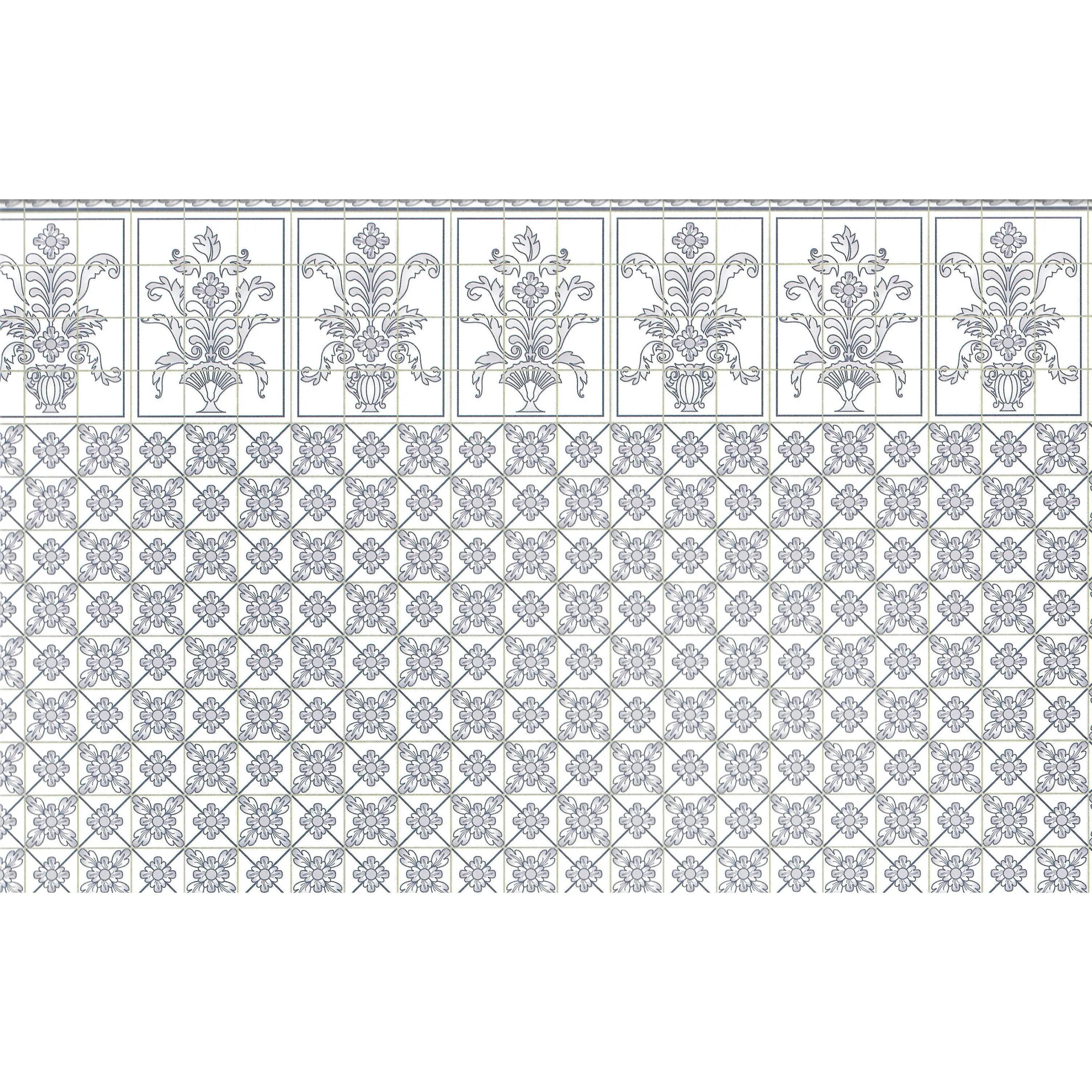 Dollhouse Kitchen Wallpaper by Brodnax "Leslie Blue" Delft Style 1:12 Scale