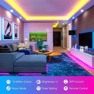K-LED Strip Lights, RGB Color Changing Music Sync LED Rope Lights with 44-Key Remote & Phone App Control for Bedroom, Living Room, Home Christmas Party Decoration- 69