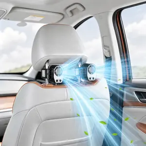 【SummerSurvivals】Joytutus 2026 Rear Seat Clip-On Adjustable Car Fan, Portable Cooling Fan, 360° Rotatable, 100 Adjustable Speeds, LED Display, USB Rechargeable, 16°C Semi-Cooling, 20Hr 3000mAh Battery, Vehicle Accessories, Car Electrical Appliance
