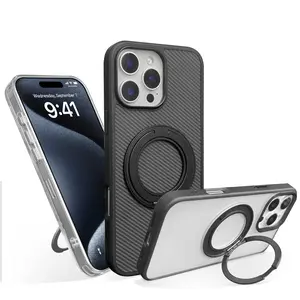 360° rotating invisible bracket Phone case for iPhone 17Pro Max Air 16 15 14 13, providing all-round protection, military-grade shockproof protective cover, supports MagSafe.WC01
