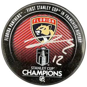 Jonah Gadjovich Autographed Florida Panthers (Stanley Cup Champs Logo) Hockey Puck
