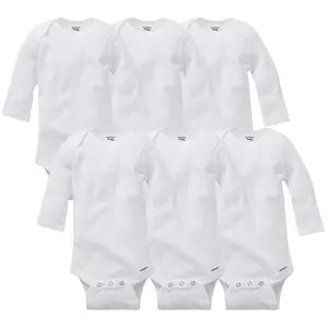 6-Pack White Neutral Onesies Brand Long Sleeve Bodysuits, Unisex
