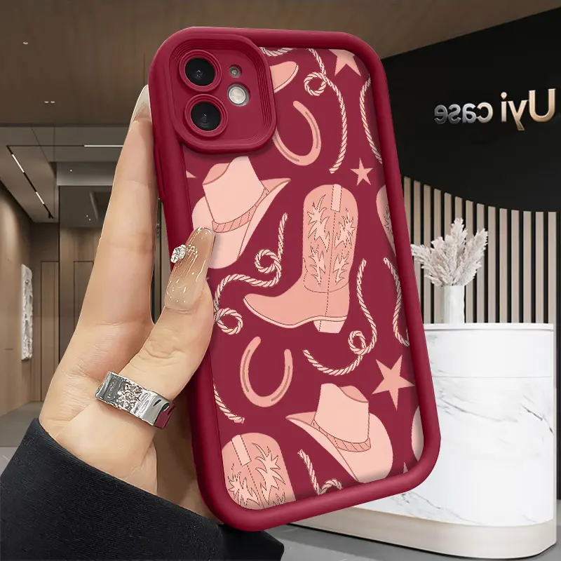 Cowgirl Chic Case for iPhone 17 Air 16 15 14 Pro Max 13 12 11 XR XS E Plus Rugged Durable shockproof Anti-Scratch soft Silicone case Cellphone Protective