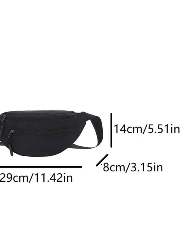 Men's Minimalist Black Nylon Crossbody Chest Bag, Zippered Front Pocket with Adjustable Waist Strap, Lightweight Fanny Pack for Travel, Sport, and Commute
