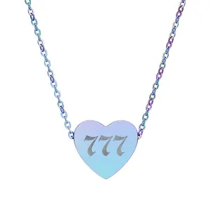 777 Angel Number Heart Necklace – Lucky Alignment Necklace in 4 Luxe Finishes