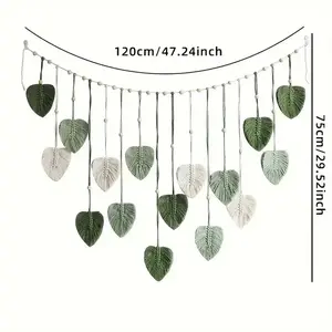 Boho Macrame Tapestry Leaf Wall Hanging - Large Woven Decor