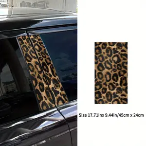Leopard Print Car B-Pillar Stickers, 45x24cm Vinyl Decals for Window Pillar Trim, Universal Fit for Most Cars