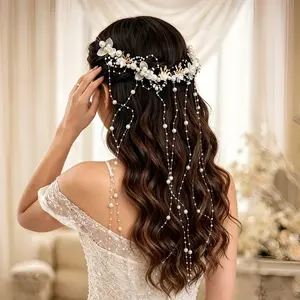 Elegant Pearl Tassel Hairband for Bride, Handmade Wedding Accessory, Essential Bridal Party Headpiece, Girl Gift Idea, Tiara