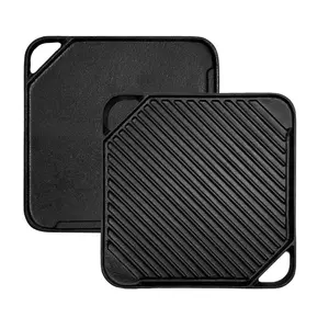 Reversible Cast Iron Grill/Griddle Pre-Seasoned Cooking Use on Stove, Grill,Campfire Heavy Duty Griddle BBQ Cooking comal para tortillas Bakeware Rectangular Casserole Dish Nonstick Baking Tool Portable Aluminum Steel mexican kitchen cookware