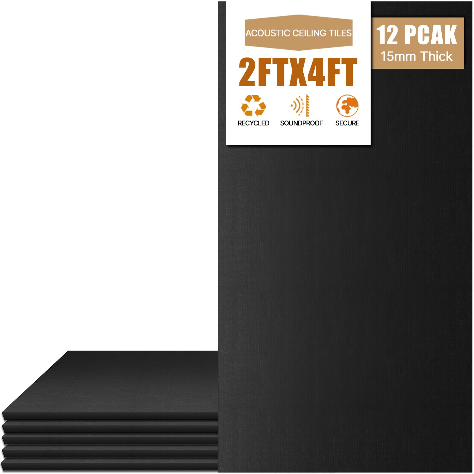 LooYee 12 PCS Black Fiberglass Acoustic Ceiling Tiles Reduce Light Reflection 2X4 Ft Soundproof Ceiling Panels 0.59" Thick Moisture Proof Fire Resistant Ideal for Home Theater Basement Cover 96 Sq.Ft LooYee 12 PCS Black Fiberglass Acoustic Ceiling Tiles Reduce Light Reflection 2X4 Ft Soundproof Ceiling Panels 0.59" Thick Moisture Proof Fire Resistant Ideal for Home Theater Basement Cover 96 Sq.Ft