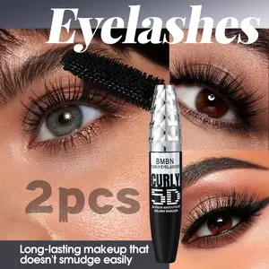 2-Pack 5D Black Curling Mascara - Professional eyelash growth serum, waterproof and sweat-resistant, lightweight texture, with lengthening effect, gentle and non-irritating, easy to use. Suitable for daily wear, parties, and music festivals. A makeup esse