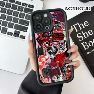 Compatible with iPhone 17 16 E Pro Max 15 Plus 14 13 12 11 XS XR Gothic Love Horror Collage All Coverage Anti-Fall Durable Protective Soft Case Gift