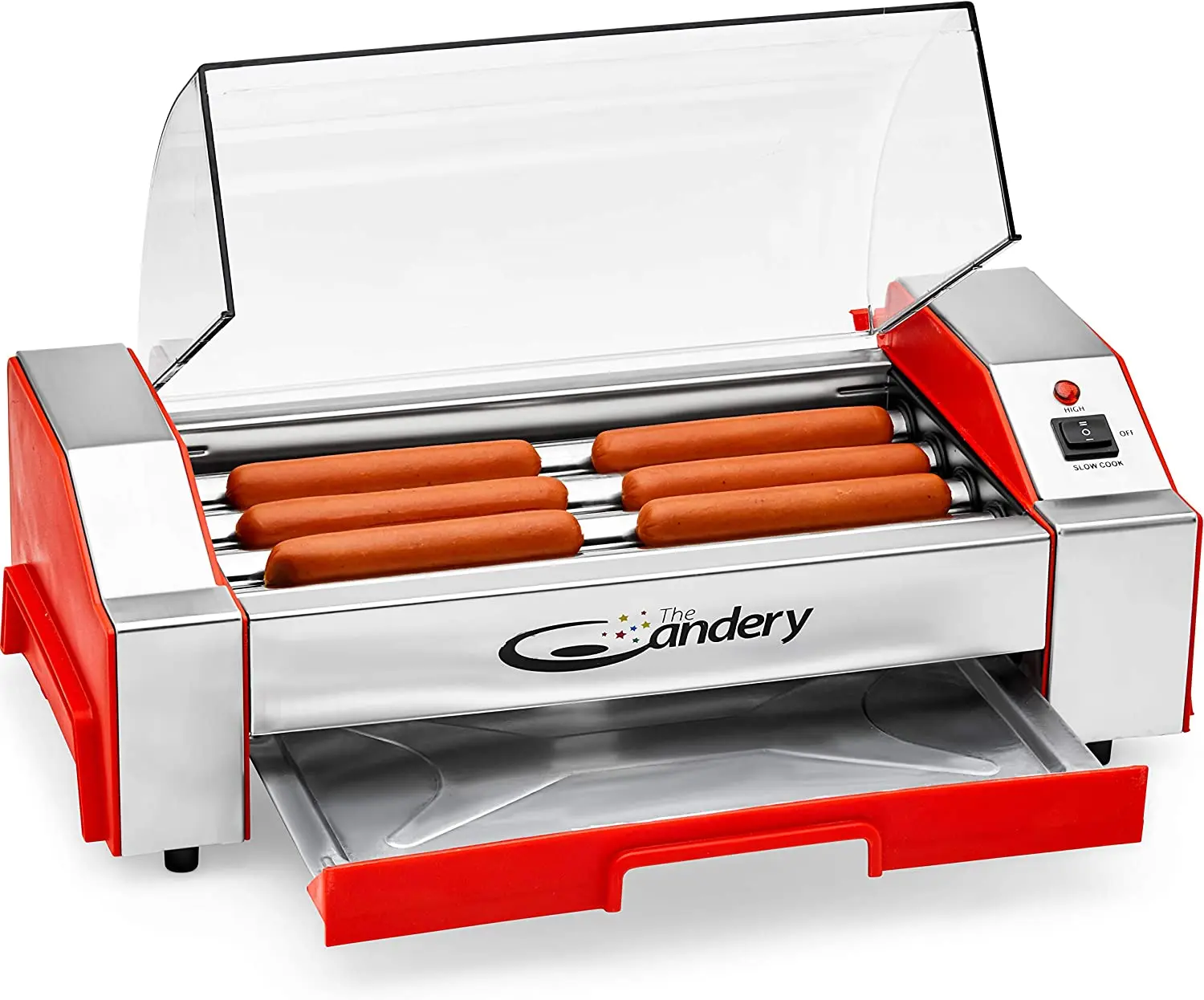 Sorbus Nonstick Electric Hot Dog Roller Grill - 6-Capacity, Stainless Steel Modern Kitchen Appliance with Dual-Temperature Control for Grilling, Parties, Casual Family Dinners