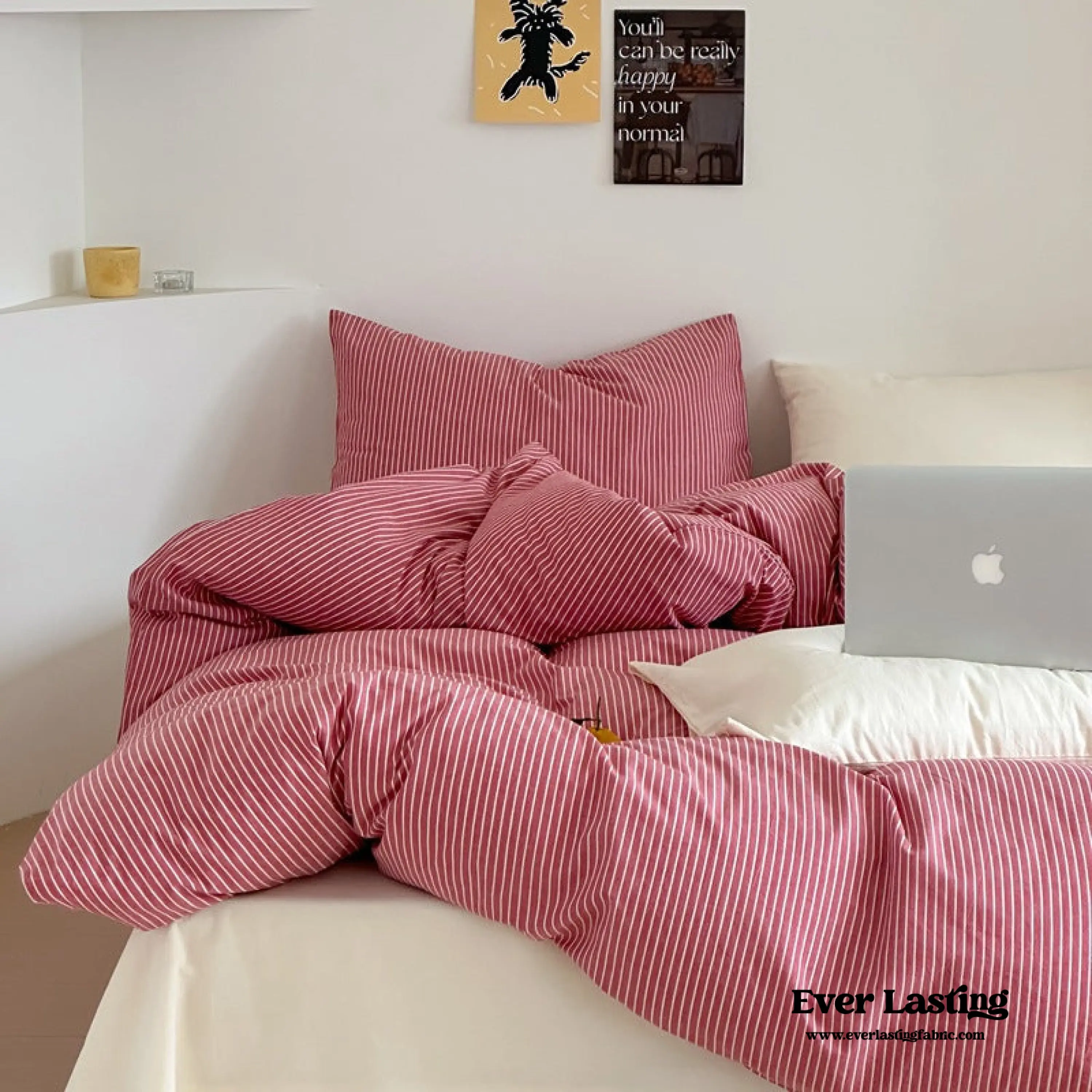 Thin Striped Bedding Set / Red