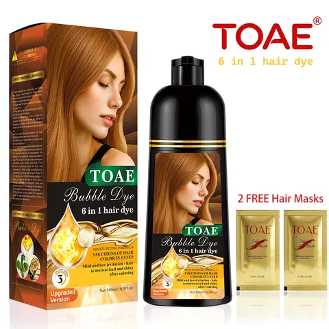 TOAE 2026 Upgraded 6-in-1 Gentle Plant-Based Herbal Hair Dye Shampoo - 500ml Argan Oil Haircare for Men & Women, Salon-Quality Semi-Permanent Gray Coverage for Aging Hair, Easy-to-Use, Scalp-Nourishing, Long-Lasting