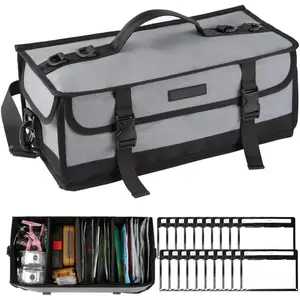 Large Fishing Tackle Bag for Soft Plastic Baits Storage, 20PCS Soft Bait Clear Storage Bag, Fishing Gear Organizer for Weights, Reels & Hooks, 900D Waterpr