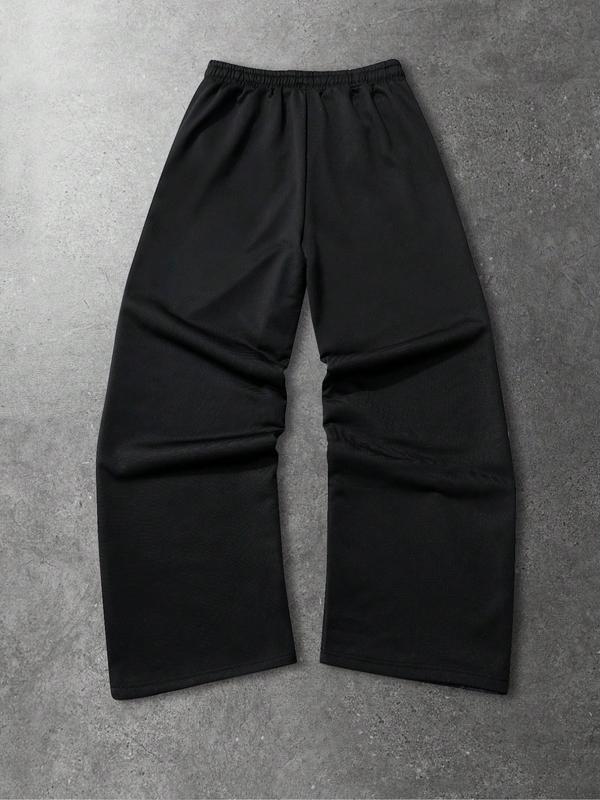 Men's Street Style Straight Leg Sweatpants, Design Sense American Fashion Rhinestone Embroidery, Unisex Casual Pants for Daily Wear, Casual Sporty Trousers