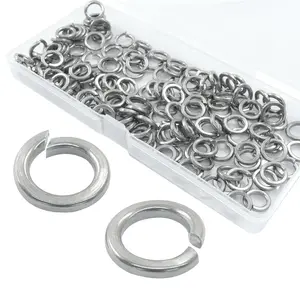 120 count M6 Split Lock Washer, 304 Stainless Steel Spring Lock Washer with Plastic Box