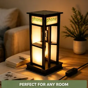 Vintage London Phone Booth Aesthetic Table Lamp, Retro Cozy Ambient Home Lighting Decorative Light, Room Accessories for Living Room, Bedroom