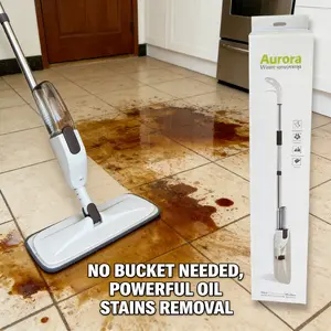 Aurora Lightweight Mini Compact Spray Mop with Built-in Sprayer, White Small Hard Floor Cleaner, Comfortable for Tile, Wood, Laminate, No Bucket Needed, Powerful Oil Stain Removal #CleaningHacks - Smooth Wooden Floor Cleaning Tool