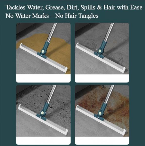 Magic Mop | 3-Piece Kit All Surface Sweeper and Squeegee for Wet and Dry Cleaning Dust, Dirt, Liquids, Pet Hair, Tile, Hardwood Floors
