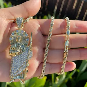 High quality San Judas White Stones Rope/torzal durable jewelry No Green Skin