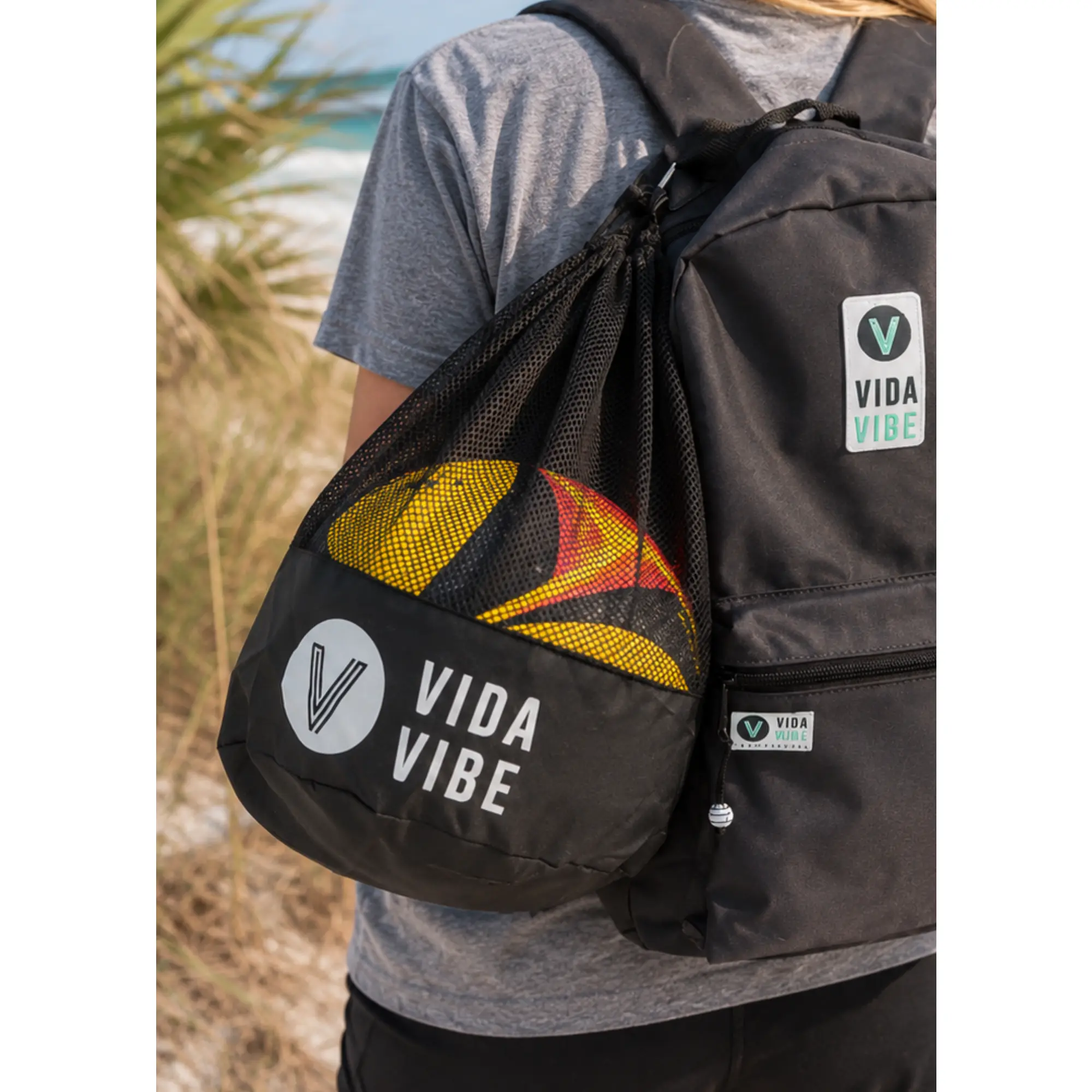 VidaVibe Volleyball Ball Bag with Mesh Design and Black Color