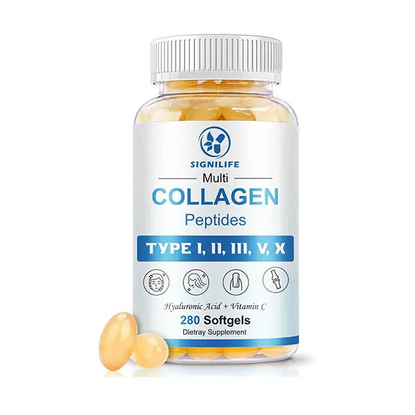 Multi Collagen Peptides Softgels for Women & Men, Hydrolyzed Types I, II, III, V & X Collagen with Hyaluronic Acid, Vitamin C & Biotin, Supports Skin, Hair, Nails & Joint Health, Non-GMO, 280 Softgels
