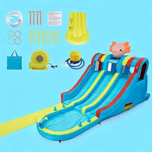 Dragon Inflatable Water Slide & Bounce House – Backyard Kids Water Park with Dual Racing Slides, Splash Pool, Slip N Slide & Powerful Blower Included