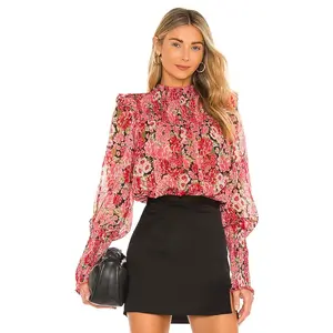 Bardot Remi Floral Blouse in Pink Gardenia