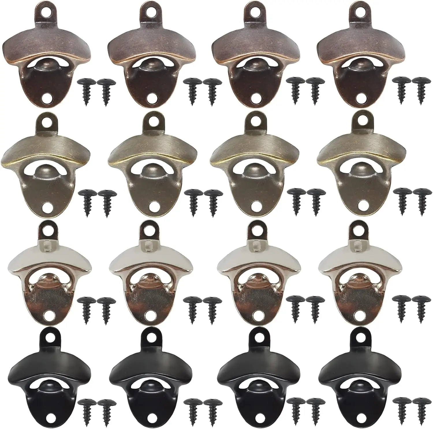 ROYHOO 16PCS Wall Mounted Bottle Opener Vintage Beer Opener with Mounting Screws Set for Beer Cap Coke Bottle Wine Soda Open and Kitchen Cafe Bars(4 Colors) Gift