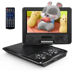 9.5" Portable DVD Player for  and , 7.5" Swivel HD Display, 6-Hour Rechargeable , Upgraded Dual Speakers, Sync to TV, Supports USB/SD/CD/DVD/Region Free
