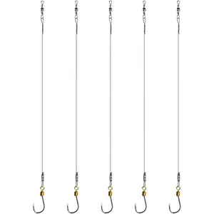 Fishing Hooks and Leader, Fishing Rigs Hook Line Stainless Steel Fishing Rigging Wire Hooks