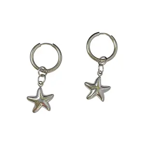 Star Dangle Drop Earrings for Men Women Streetwear Punk Hip Hop Unisex Style