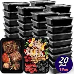 Disposable plastic meal prep containers, lunch boxes, takeout food storage containers with lids, stackable, microwave and freezer safe, ideal for food prep, back-to-school, picnics, and camping.