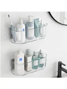 2 Pack Wall Mounted Adhesive Shelves with Lip Small Bathroom Shelf Box Shower Organizer Clear Shelf Beauty & Personal Care