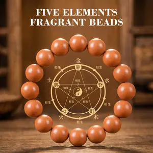 Five Elements Fragrant Beads Bracelet - Natural Wood Beads for Meditation & Healing - Unique Design for Stress Relief