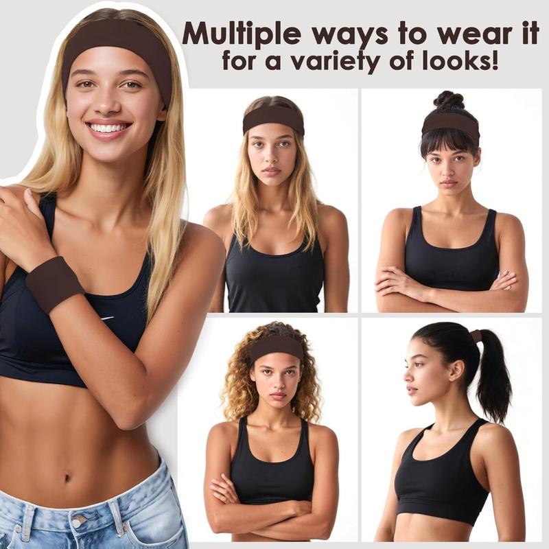 8 Pack Headbands for Women Non Slip - Stylish Sports Hair Bands for Women's Hair - Soft Cotton Cloth Stretchy Headbands for Women for Yoga, Outdoor Exercise Running