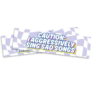Caution Sad Songs Sticker - Funny Bumper Sticker for Cars, Trucks, or Toolboxes - Waterproof & UV Resistant - 10 Inches Long - Two Pack - PLB0019