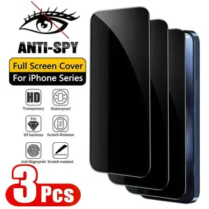 3Pcs Privacy Screen Protector Tempered Glass Compatible For iPhone 16 17 15 14 13 12 11 Plus Pro Max 16e Air Anti Spy everyday use matte fall protection complete military-grade Luxury Christmas Shockproof Phone Case blingscreen de camara built-in glitter
