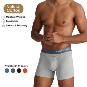 Tommy John Men’s Cotton Trunk 4” | Breathable Moisture-Wicking Underwear | Contour Pouch, No Roll Waistband, Stretch Fit, Tagless Comfort